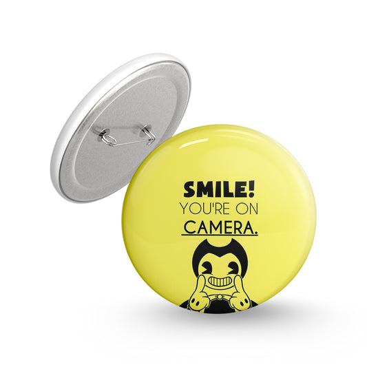 Smile You're on Camera Pin-back Button Badge