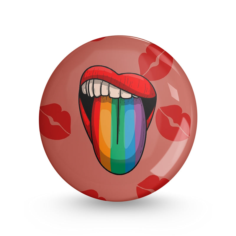 Rainbow Tongue Pin-back Button Badge