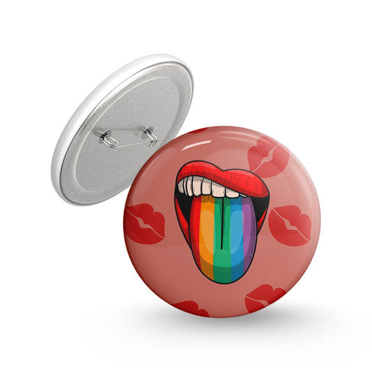 Rainbow Tongue Pin-back Button Badge