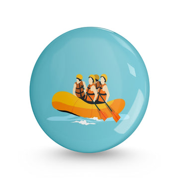 River Rafting Pin-back Button Badge