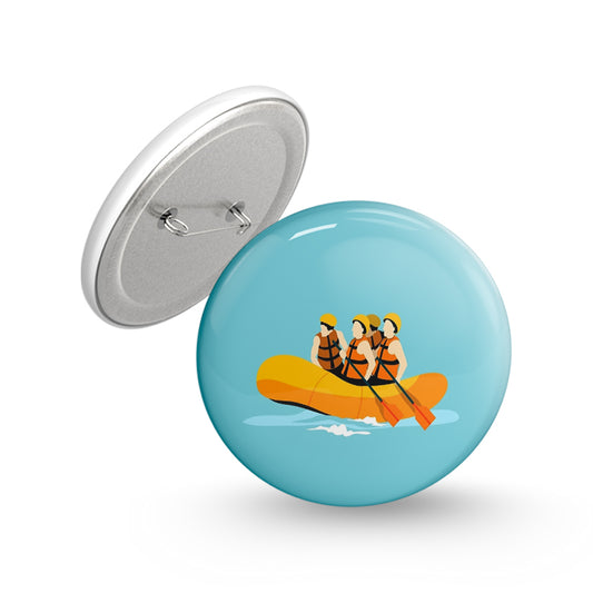 River Rafting Pin-back Button Badge