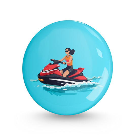 Jet Skiing Pin-back Button Badge