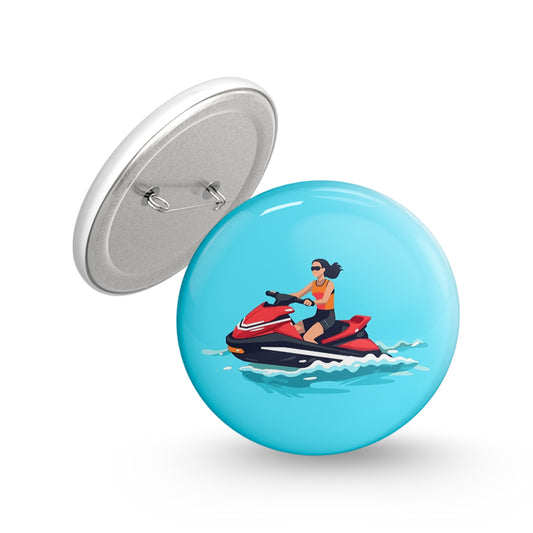 Jet Skiing Pin-back Button Badge